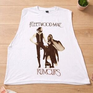 Fleetwood Mac Rumours T Shirt Women's S White Graphic Tee 100% Cotton